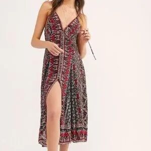 Free People Red and Black Patterned Dress/Tunic